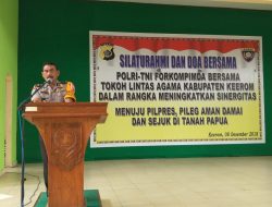 Wujudkan Pemilu ‘Aman dan Damai’ Polres Keerom Gelar Doa Bersama Lintas Agama