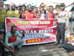 Bhabinkamtibmas Polres Asmat Sosialisasi Saber Pungli, Anti Hoax dan Pemilu Damai Pada Warga