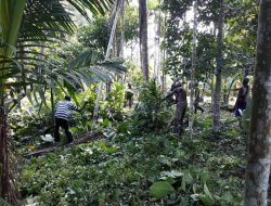 TNI Bersama Masyarakat Kampung Kibay Kerja Bakti Bersihkan Lahan Untuk Berkebun