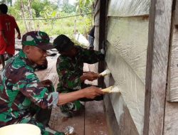 Babinsa Koramil 1710-02/ Timika Bantu Renovasi Rumah Warna