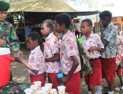 Ini Cara TNI Tanamkan Cara Hidup Sehat Kepada Pelajar SD di Perbatasan Sota