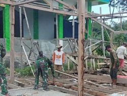 Sambut HUT TNI, Koramil 1709-01/Yapsel Gelar Kerja Bakti Tempat Ibadah