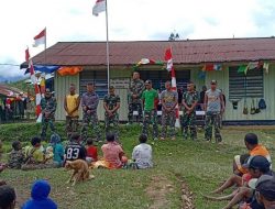 Begini Suasana Haru Saat Perpisahan Satgas Pamtas Satgas Yonif 725/Wrg di Kampung Okibab Pegunungan Bintang
