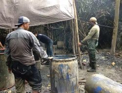 Polisi Bakar Pabrik Pembuatan Miras Lokal di Dalam Hutan