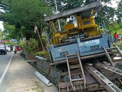 Rem Blong, Truk Treler Bermuatan Alat Berat Tabrak Pohon