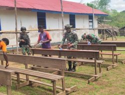 Perbaiki Sarana Ibadah, Satgas Pamtas Bantu Pengecetan Gereja di Bovendigul