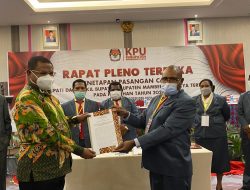 KPU Tetapkan Jhon Tabo – Ever Mudumi Jadi Bupati Terpilih Mamberamo Raya Tahun 2020