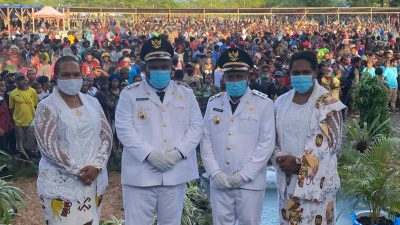 Pasca Pelantikan di Jakarta, Bupati dan Wakil Bupati Yahukimo disambut Ribuan Masyarakat di Dekai
