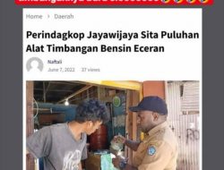 Perindagkop Jayawijaya Sita Puluhan Alat Timbangan Bensin Eceran